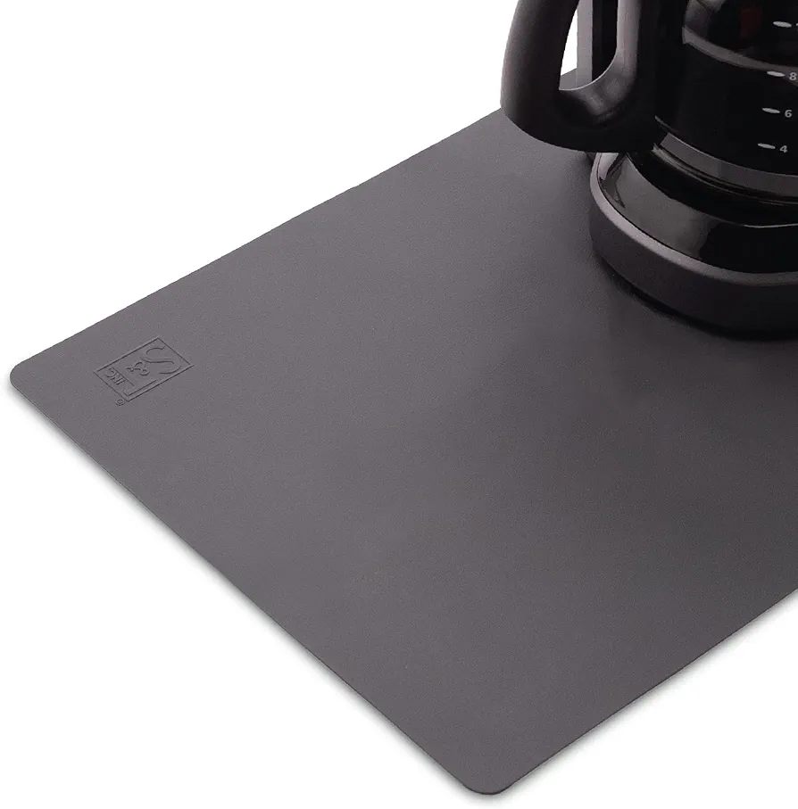 S&T INC. Coffee Mat, Silicone Mat for Coffee Maker and Espresso Machine, Coffee Maker Mat for Countertops, Silicone Grey, 12 in. x 18 in., 1 Pack