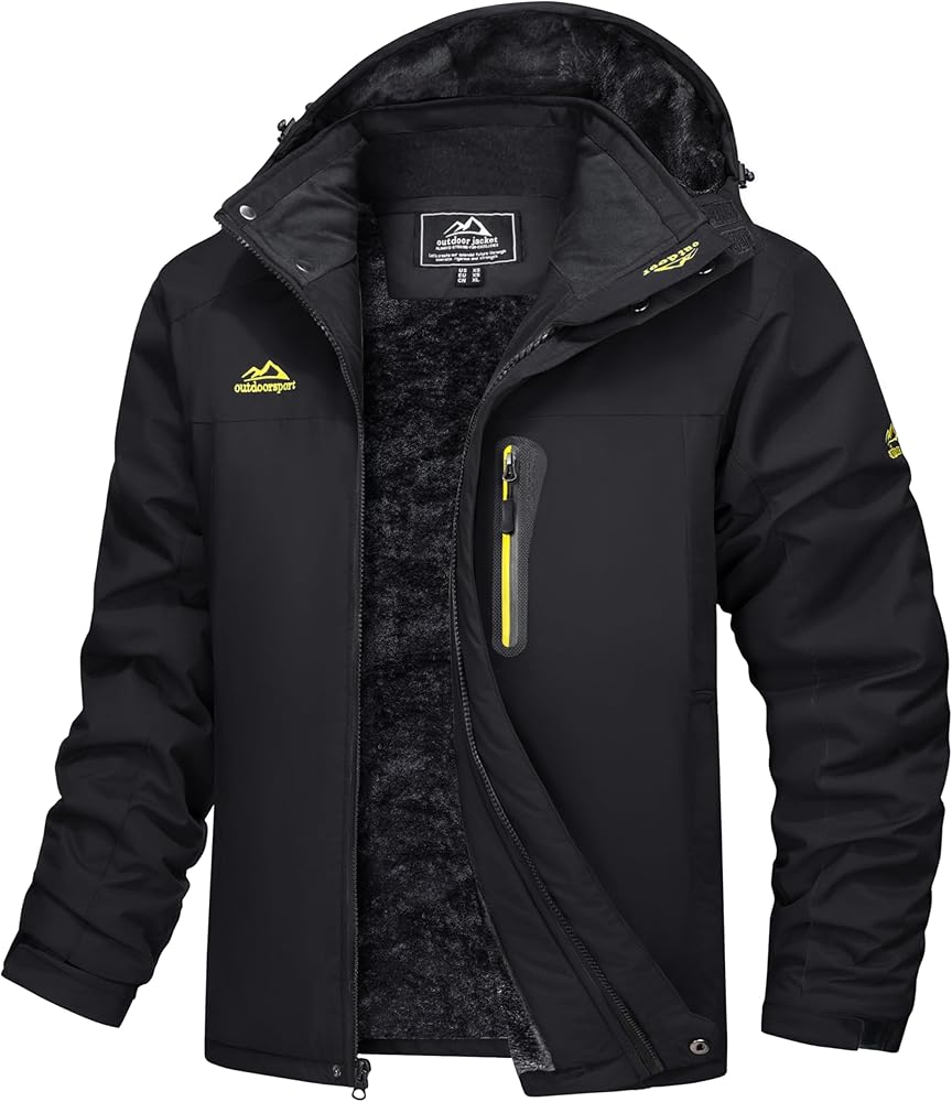 MAGCOMSEN Men's Winter Coats Water Resistant Snow Ski Jacket Fleece Lined Parka 5 Pockets