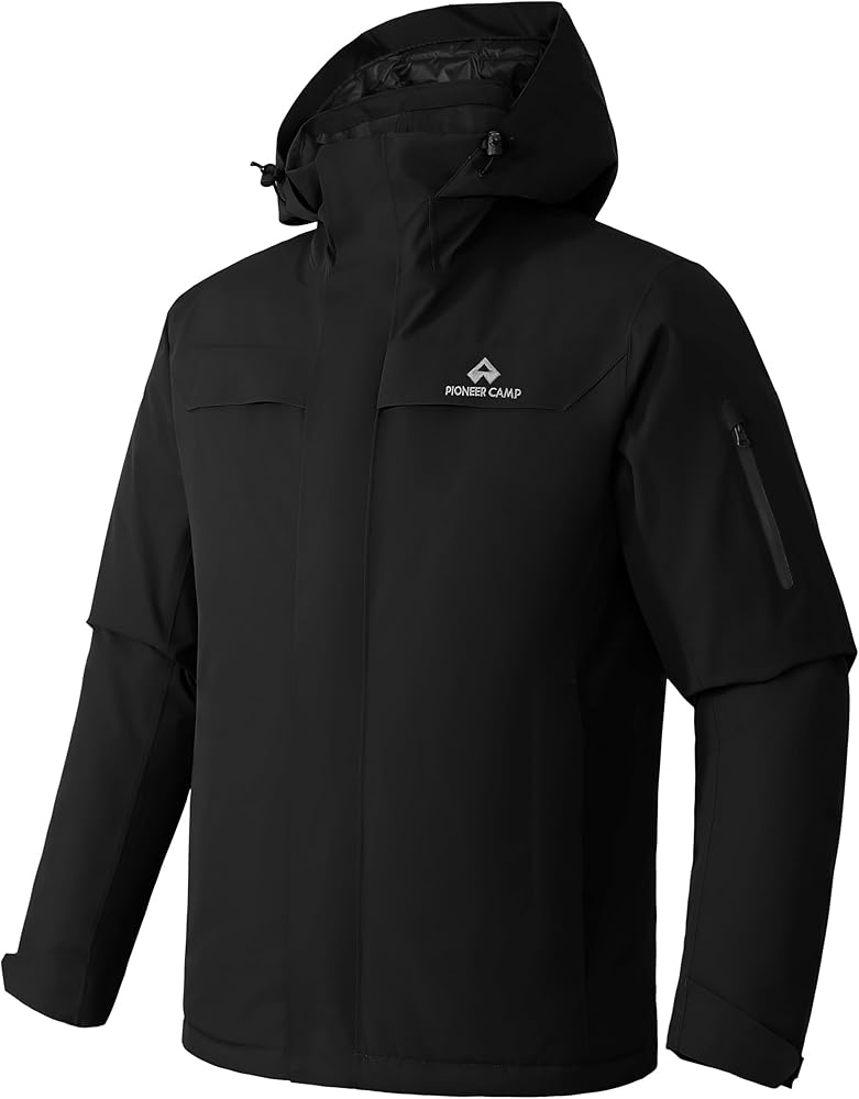 Pioneer Camp Men's Waterproof Ski Jacket Insulated Winter Snow Coat Warm Windproof Mountain Snowboard Hooded Raincoat Gear