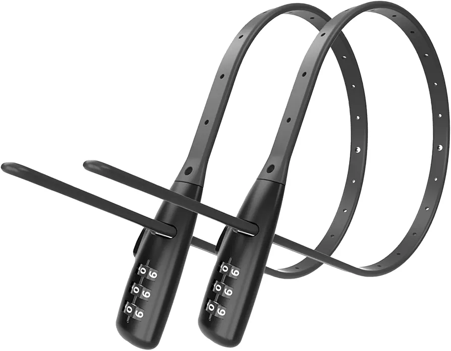 Zip Tie Lock - 3-Digit Adjustable Cable Lock, for Bike Rack, Motorcycle Helmet, Skateboard, French Door, Stroller & Cabinet - Ideal for Lightweight Security (2 Pack)