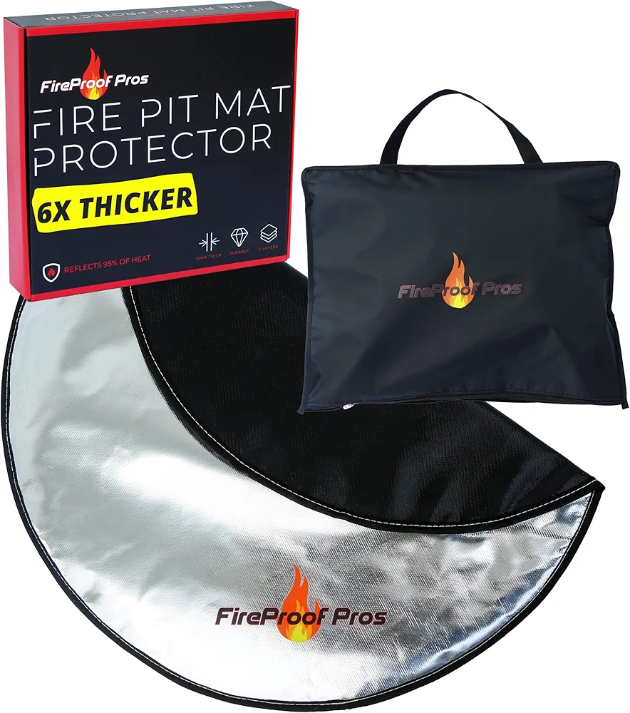 36" Fire Pit Mat for Deck, Patio, Grass and Concrete. Thick Heat Resistant Deflector Fireproof Mat/Ember Mat. Triple Layer Fire Pit Pad, Firepit Protector, BBQ Mat for Large Fire Pit