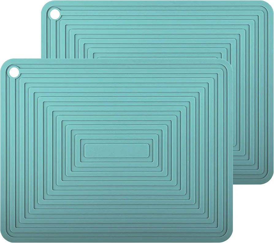 Smithcraft Silicone Trivets for Hot Dishes Pots and Pans, Multi Use Hot Pads for Kitchen Counter Mat, Versatile Heat Resistant Mat, Durable Table Trivet Mat, Flexible Silicone Pot Holders Teal Set 2