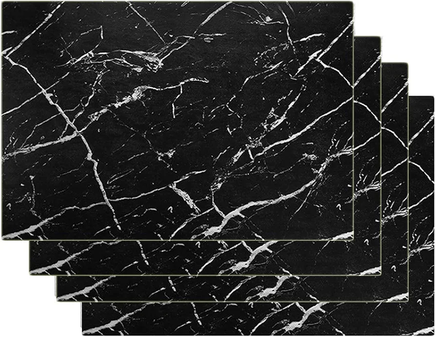 Marble Leather Placemats for Dining Table Waterproof Set of 4 Marble Decor for Kitchen Table Easy to Clean PU Place Mats for Dinning,Office