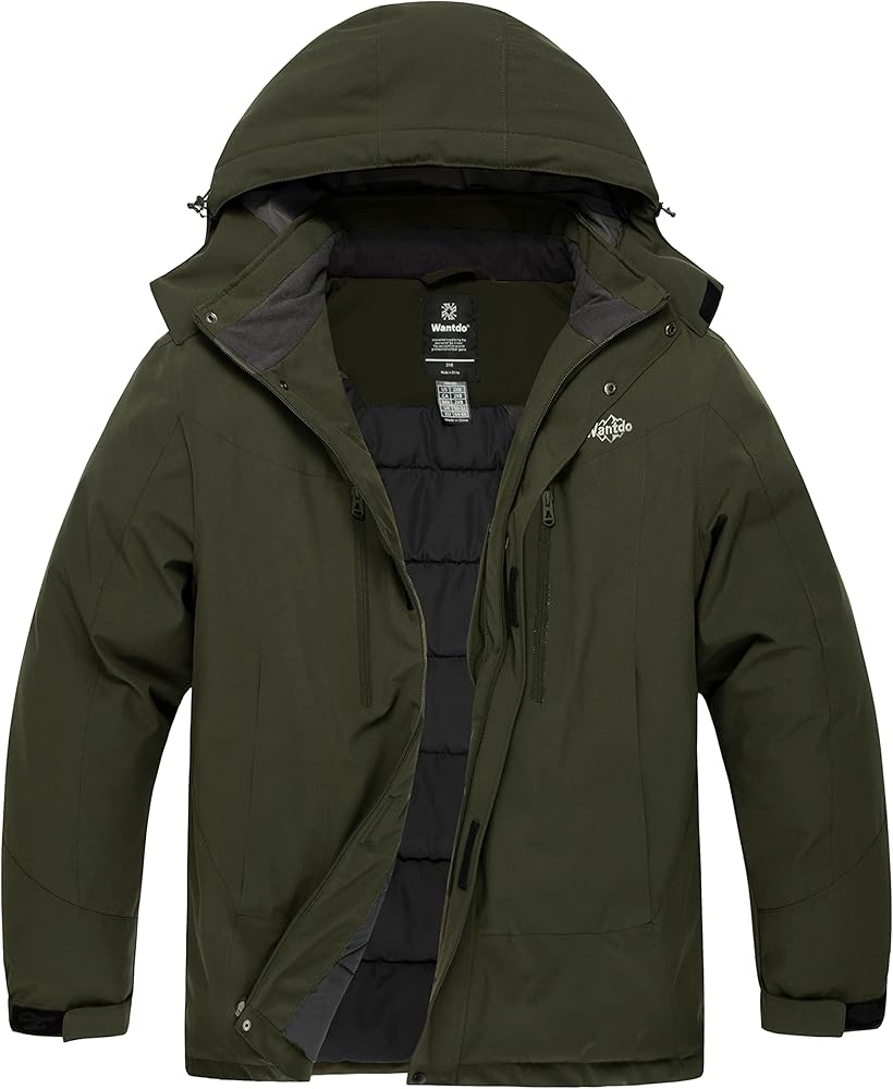 wantdo Men's Big and Tall Ski Jacket Waterproof Snowboarding Jacket Windproof Winter Coat with Hood