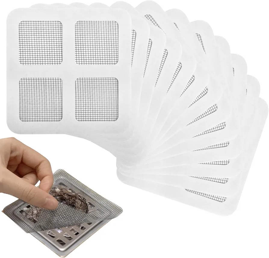 60 PCS Disposable Shower Drain Cover 4" X 4" Self-Adhesive Shower Drain Hair Catcher Sticker Drain Mesh Strainer Mesh Drain Cover for Bathroom Kitchen Laundry