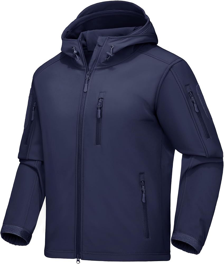 MAGCOMSEN Men's Tactical Jacket 6 Pockets Fleece Lined Water Resistant Jacket Soft Shell Winter Coats Military Jacket