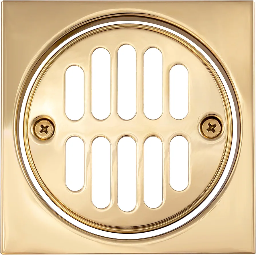 Westbrass Shower Strainer Set Square with Crown, Polished Brass, D313-03