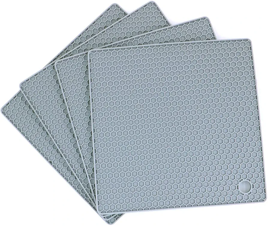 Alnicov Silicone Pot Pads Multi-Purpose Hot Pads,Non Slip Flexible Durable Heat Resistant for Table Kitchen Light Grey