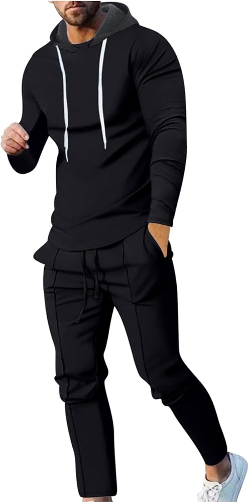 Muscularfit Mens Tracksuit 2 Piece Hoodie, Mens Hoodie Sweatsuit Sets Jogging Suits Drawstring Slim Fit Hooded Pullover Set
