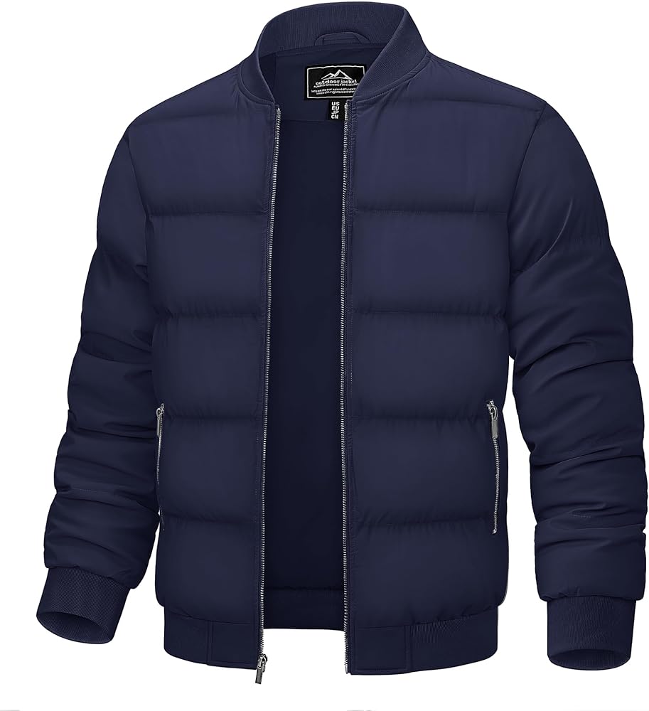 TACVASEN Puffer Jacket Men Quilted Jacket Mens Lightweight Jackets Water-Resistant Warm Padded Comfortable for Winter