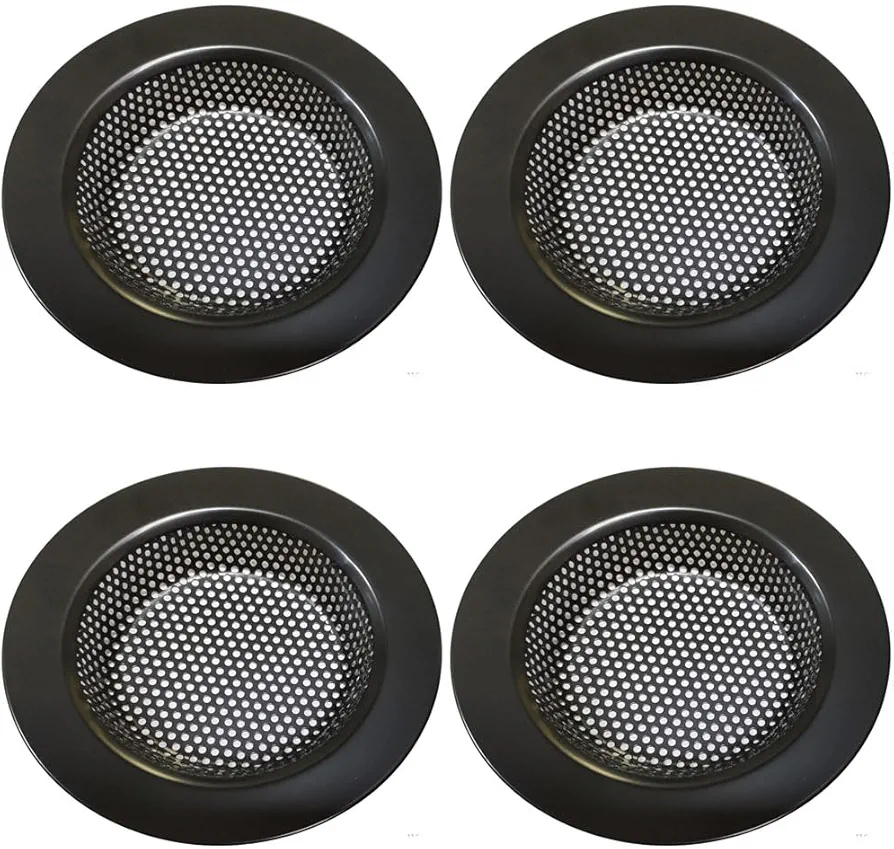 4 PCS Stainless Steel Bathroom Sink,Drain Stoper,Drain Hair Catcher,Shower Drain Cover for Bathtub, Kitchen Sink Strainer, Drain Stopper with (Black, 2.1IN)
