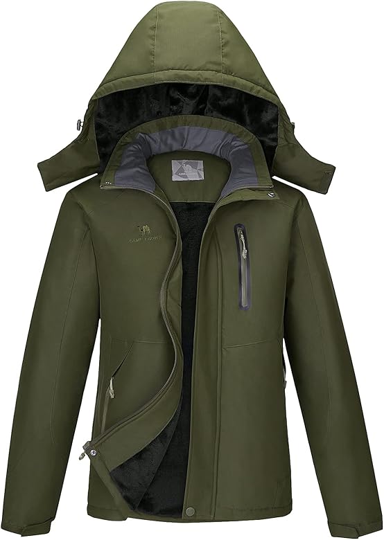 CAMEL Men's Winter Ski Jackets Waterproof Snow Coat with Hood Mountain Windproof Rain Jacket