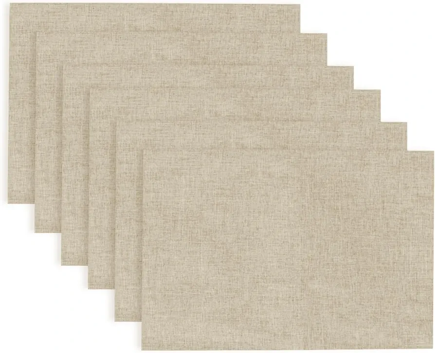 Placemats Set of 6 Washable Indoor/Farmhouse Style Thick Cotton Linen Place Mats for Dining Table, Double Layer Heat Resistant Table Mats/Cream