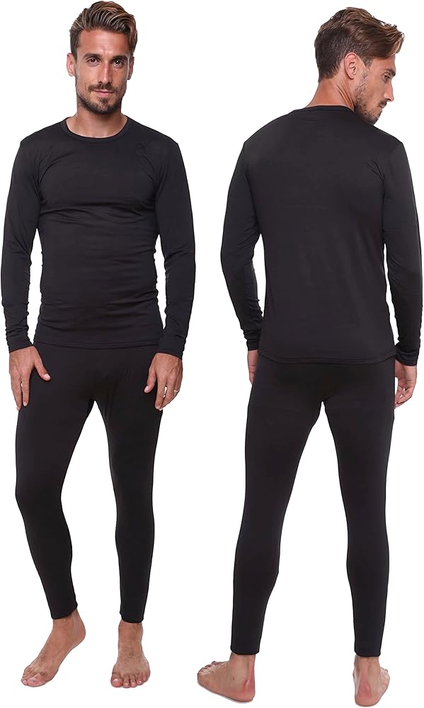 Thermal Underwear for Men Long John Set for Cold Weather Mens 2 pc Long Sleeve Shirt and Leggings Fleece Base Layer Thermals