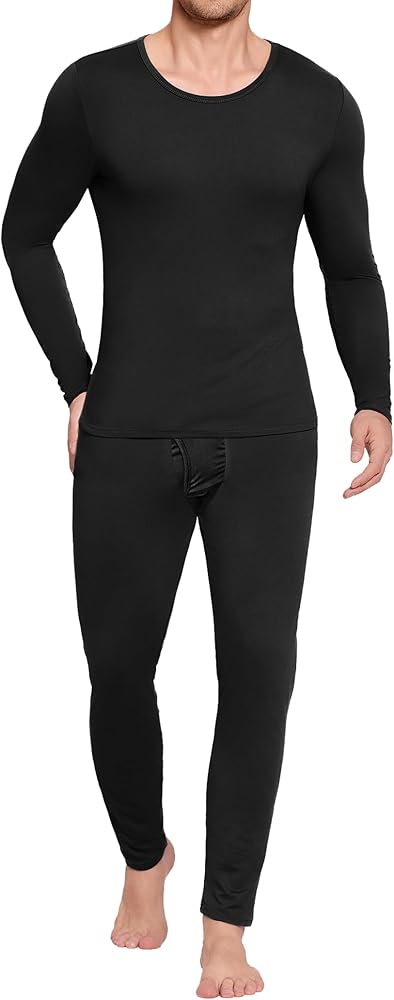 Ekouaer Men's Long Johns Thermal Underwear Comfy Soft Elastic Fabric Base Layer Set Cold Weather Warm Top and Bottom