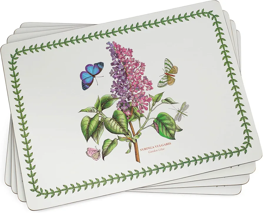 Pimpernel Botanic Garden Collection Placemats | Set of 4 | Heat Resistant Mats | Cork-Backed Board | Hard Placemat Set for Dining Table | Measures 15.7” x 11.7” Multicolor
