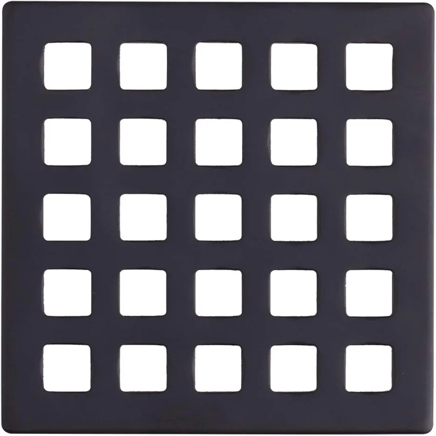 Square Drain Grate Replacement | Drain Cover | Shower Strainer Grid Mission Style (Matte Black)