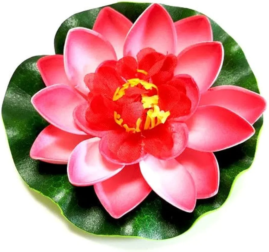 10/17/28/40/60cm Lotus Artificial Flower Floating Fake Lotus Plant Lifelike Water Lily Micro Landscape for Pond Garden Decor (Color : 10cm red)