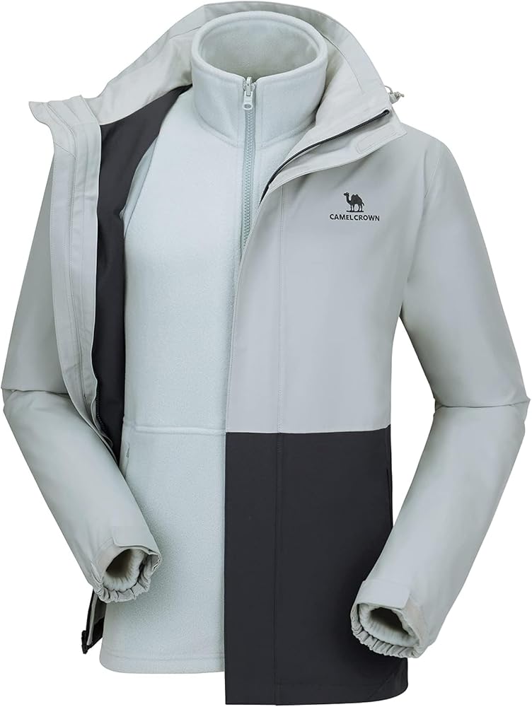 CAMELSPORTS Men's Mountain Ski Jacket 3 in 1 Waterproof Winter Jacket Warm Snow Jacket Hooded Rain Coat Windproof Winter Coat