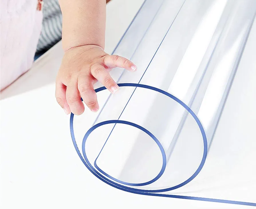 1.5mm Thick 24 x 48 Clear Vinyl Blotter Mat Table Protector Plastic Tablecloth Liner Cover Wipeable Easy Clean Heat Resistant Protective Pad PVC Furniture Writing Desk Dining Coffee Kitchen Tabletop