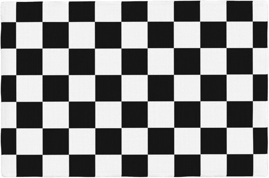 Fiokroo Black White Checkered Print Placemats Set of 4 Checkerboard Table Mats Table Tableware Place Mats with Non-Slip Heat-Resistant Washable for Dining Home Kitchen Party Indoor