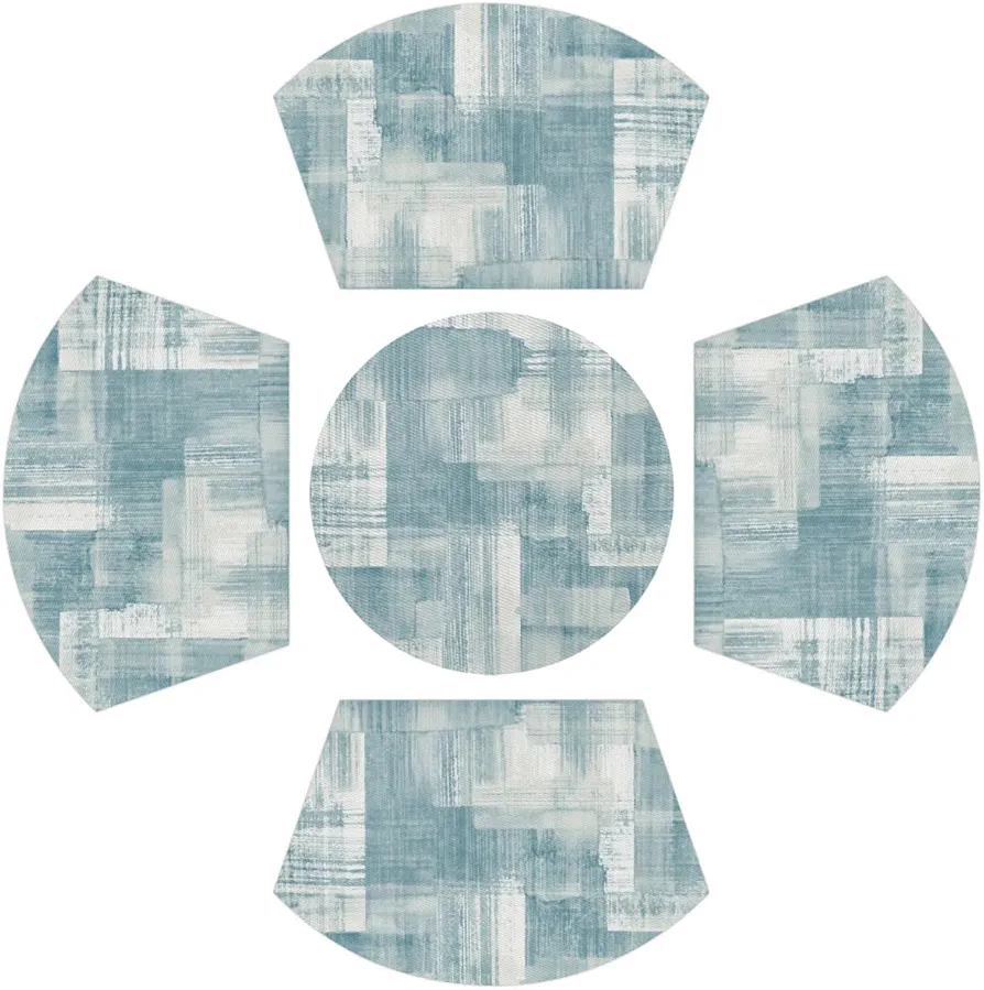 Abstract Art Gray Wedge Placemats with Centerpiece Round Mat Set of 5 Farmhouse Round Table Placemats Heat Resistant Table Mats Washable Kitchen Dining Table Placemats