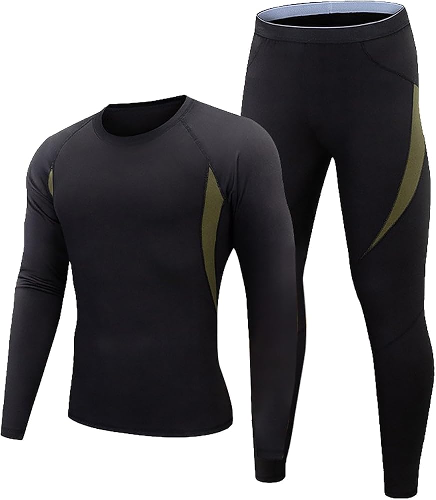 Long Johns Thermal Underwear Set for Men Skiing Winter Warm Hunting Gear Fleece Lined Base Layer Set Top Bottom