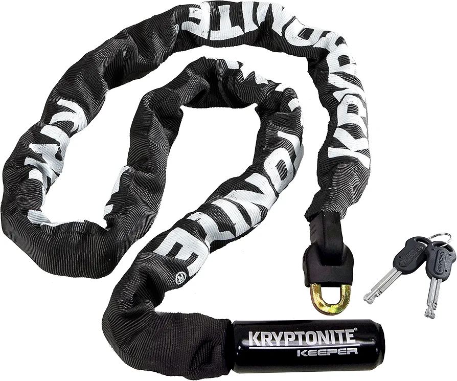 Kryptonite Keeper 712 Bike Chain Lock, 4 Feet Long Heavy Duty Anti-Theft Bicycle Chain Lock with Keys for Bike, Motorcycle, Scooter, Bicycle, Door, Gate, Fence,Black