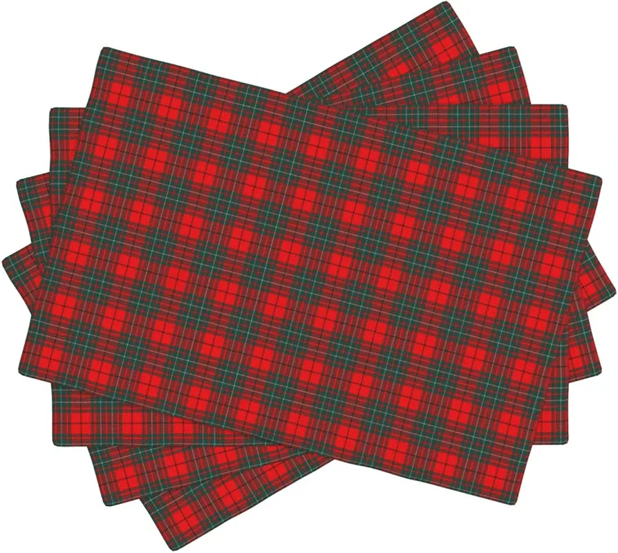 Traditional Scottish Cumming Tartan Clan Badge Placemats for Dining Table Set of 4,12x18 Holiday Kitchen Décor Linen Washable Heat Resistant Place Mats