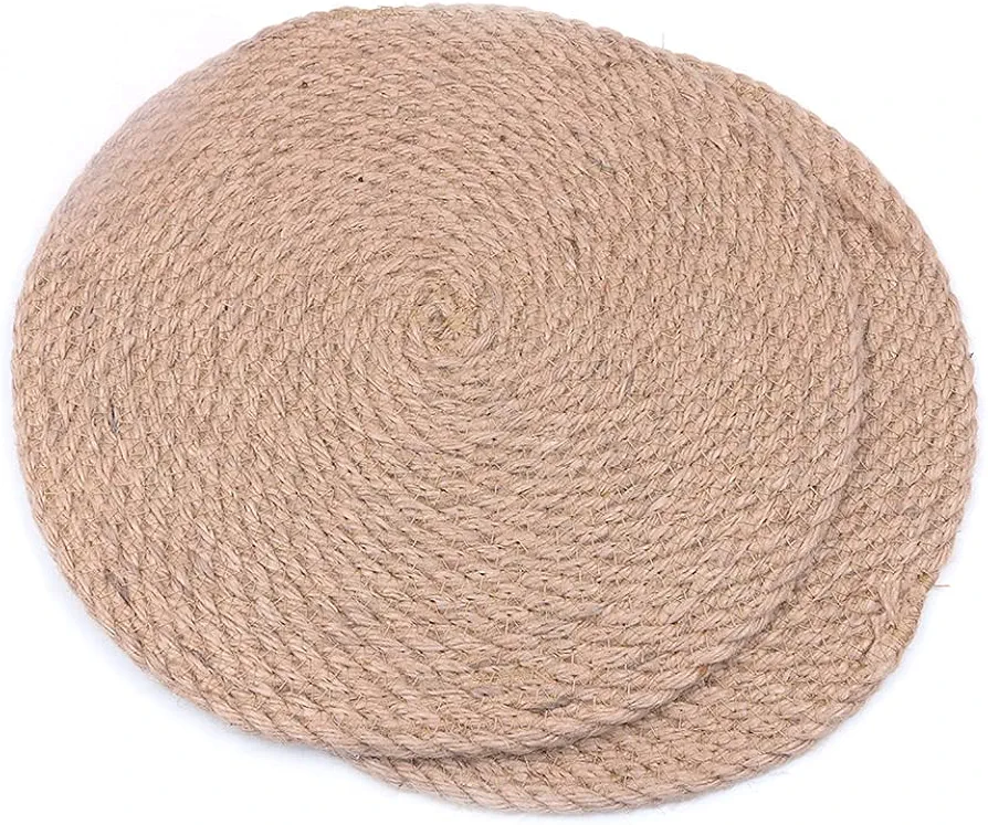 Alnicov 2 PCS 11.8 inch Heat Resistant Table Mat，Round Linen Placemats，Thick Hot Pads Hot Mats
