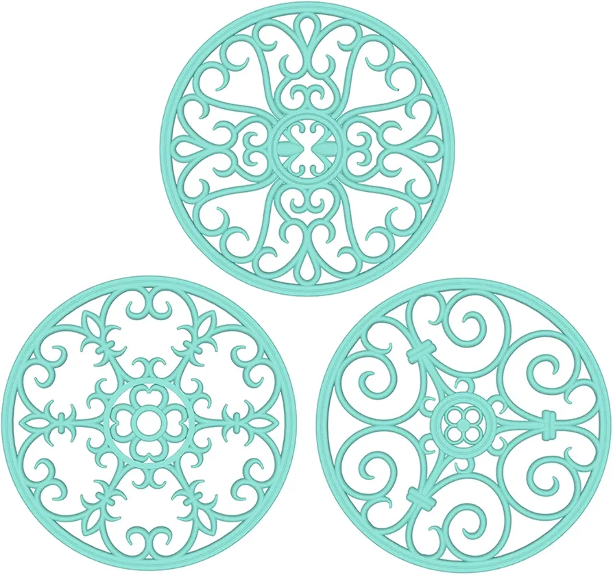Trivets for Hot Dishes, Silicone Trivet, Trivets for Hot Pots and Pans, Heat Resistant Non Slip Hot Pad for Kitchen, Pot Holders, Teapot Coaster (Turquoise)
