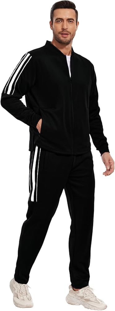 Men's Tracksuits Sweatsuits 2 Piece Casual Sweat Jogging Suit Set Athletic Full Zip Hoodies and Sweatpant Outfits