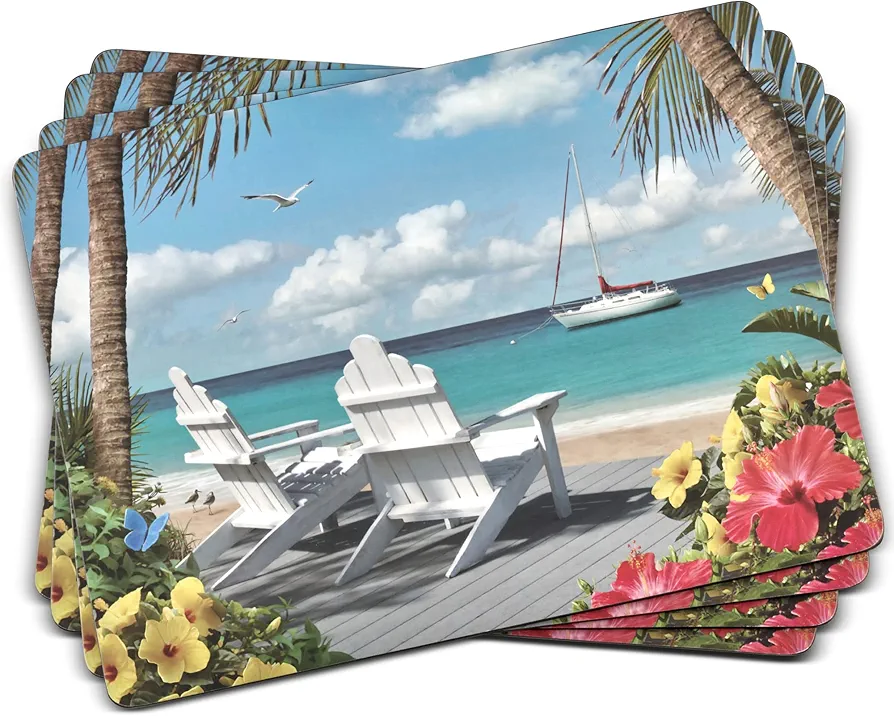 Pimpernel in The Sunshine Collection Placemats | Set of 4 | Heat Resistant Mats | Cork-Backed Board | Hard Placemat Set for Dining Table | Measures 15.7” x 11.7” Multicolor