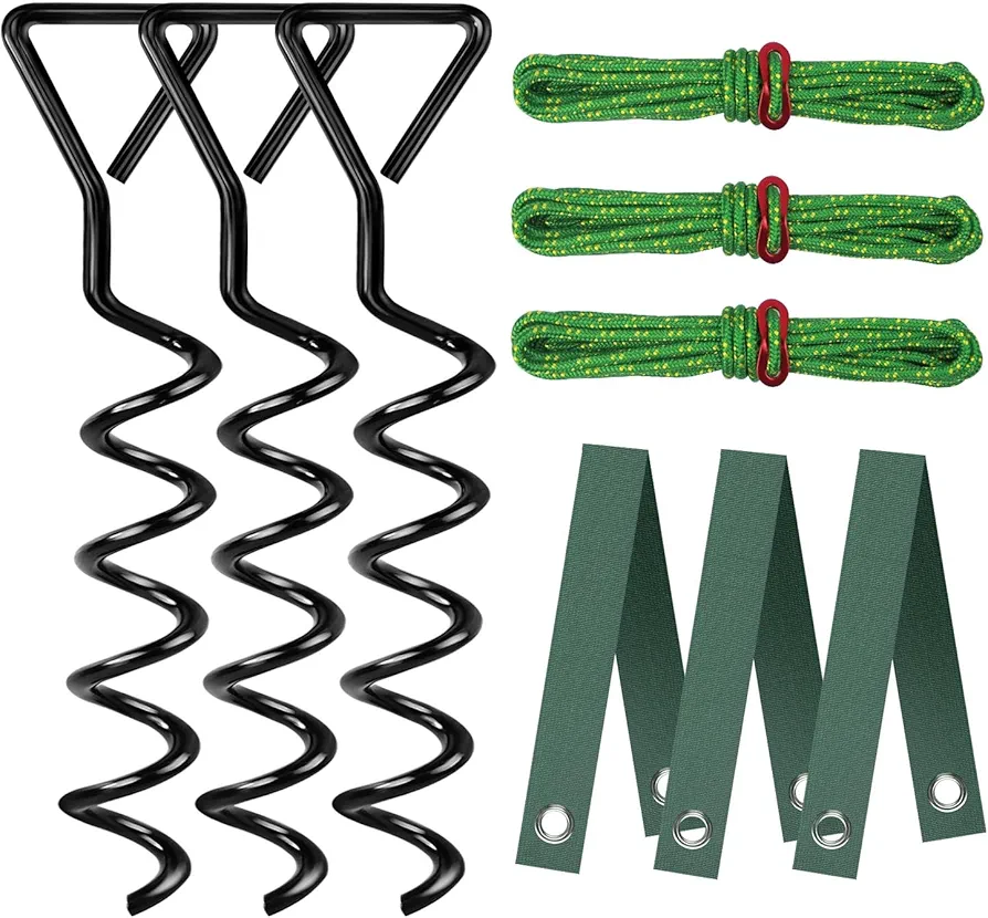 Tree Stake Kit, Heavy Duty Spiral Tree Stakes and Supports for Leaning Trees and Young Trees Straightening, Protect Trees from Bad Weather