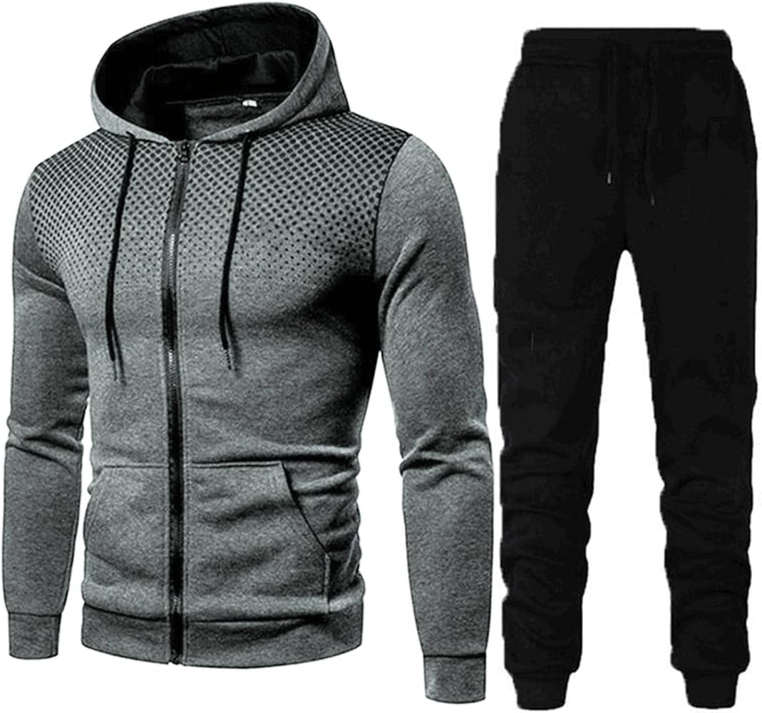 Sweat Set Hoodies for Men 2 Piece Sweatpants Sweat Suit Fall Long Sleeve Tracksuits Mens Sweatshirts Jogger Pants