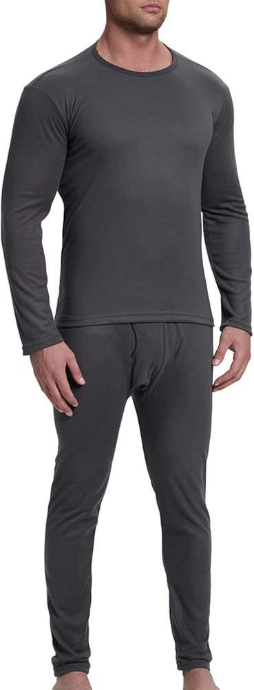 Riverruns Thermal Underwear for Men Fleece-Lined Long Johns Top and Bottom Set Heated Pants Winter Base Layer Cold Weather