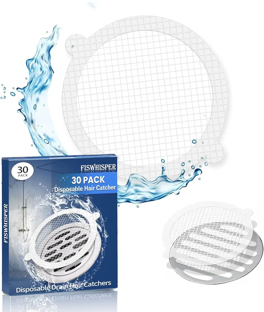 30 Pack Disposable Shower Drain Hair Catcher Mesh Stickers,4.3 Inch Shower Drain Hair Catcher Sticker,Drain Cover Hair Trapper Shower Filter,for Bathroom,Laundry,Bathtub,Kitchen,Sink Drain