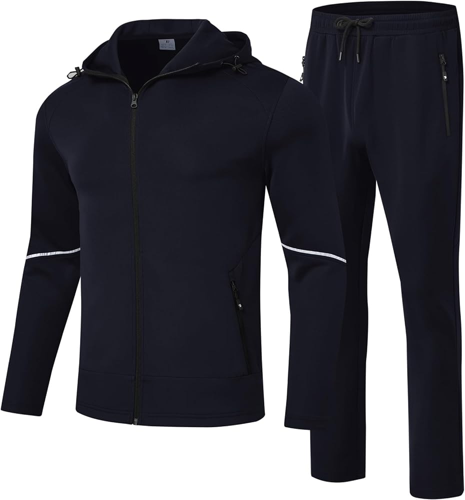 Rdruko Men's Track Suits 2 Piece Set Sweatsuits Jogging Workout Gym Warm Up Sportswear Suits with Hoodie