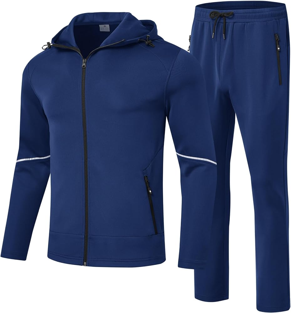 Rdruko Men's Track Suits 2 Piece Set Sweatsuits Jogging Workout Gym Warm Up Sportswear Suits with Hoodie