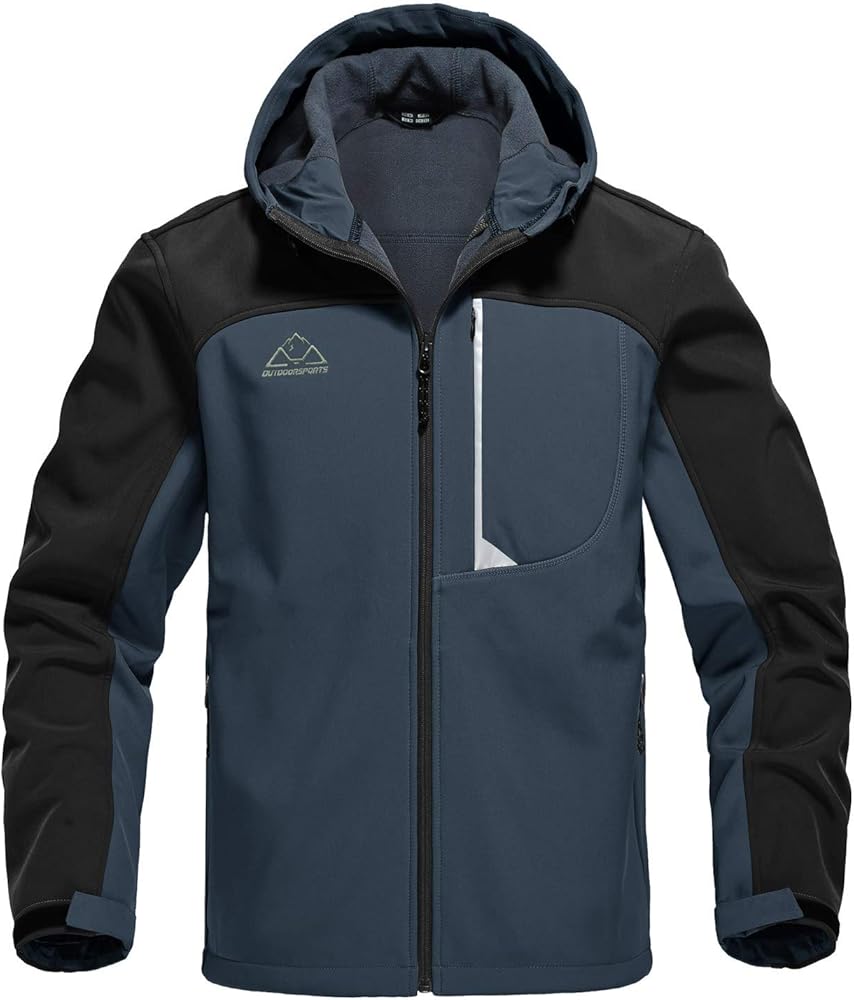 Rdruko Men's Soft Shell Jacket Fleece Lined Waterproof Lightweight Hiking Hooded Winter Jacket