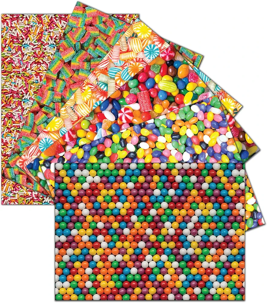 Andie Home Candy Themed Placemats for Kitchen Table and Dining Room, 6-Piece Set, Heat-Resistant and Surface Washable Placemat, Variety Pack, 17"x12"