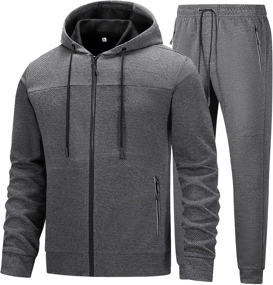 Mens Tracksuit 2 Piece Set Casual Sweatsuits Full Zip Track Suits Jogging Athletic Suit Sets