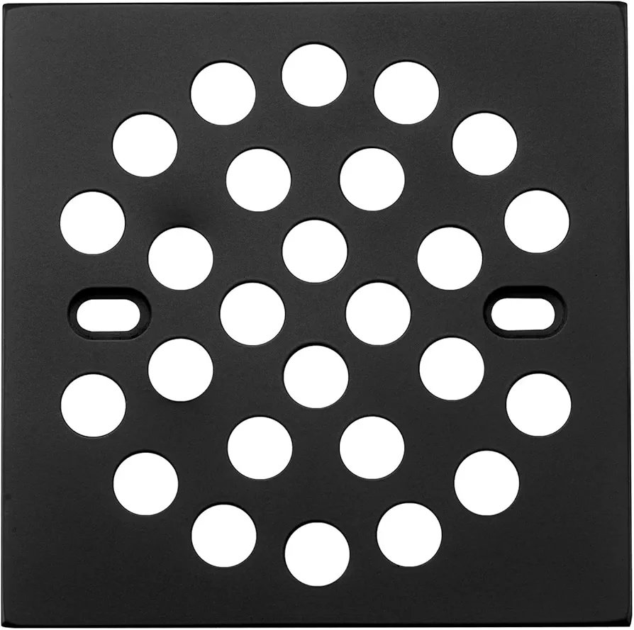 RRAJJ Square Improve 3-15/16 Inch(100mm*100mm) Screw-in Shower Floor Drain Grate Strainer,Brushed Nickel (Black)