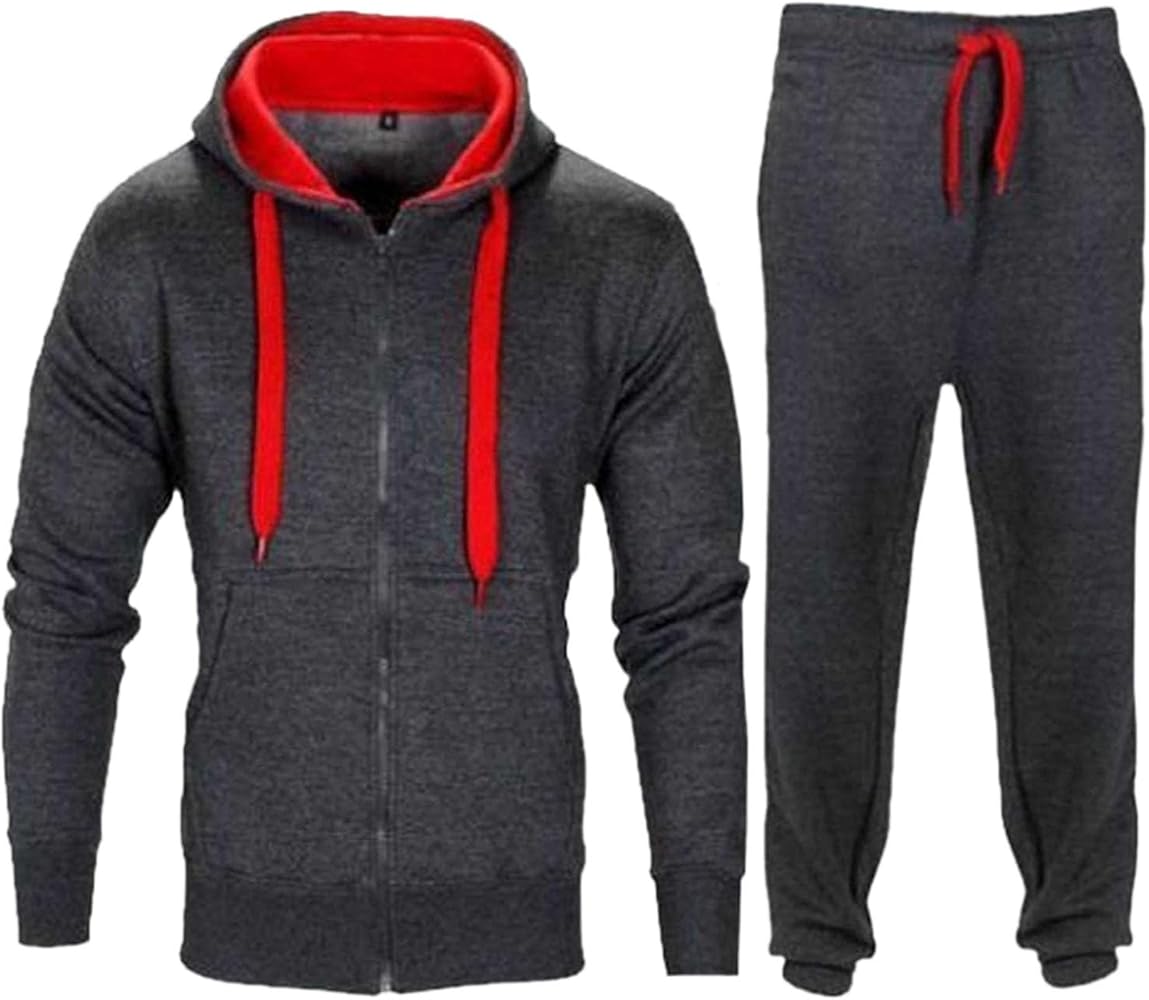 Men's Winter Hooded Athletic Tracksuit Sweatsuit Warm Full-Zip Jackets Jogging Sweatpants 2 Piece Sportsuits Outfits
