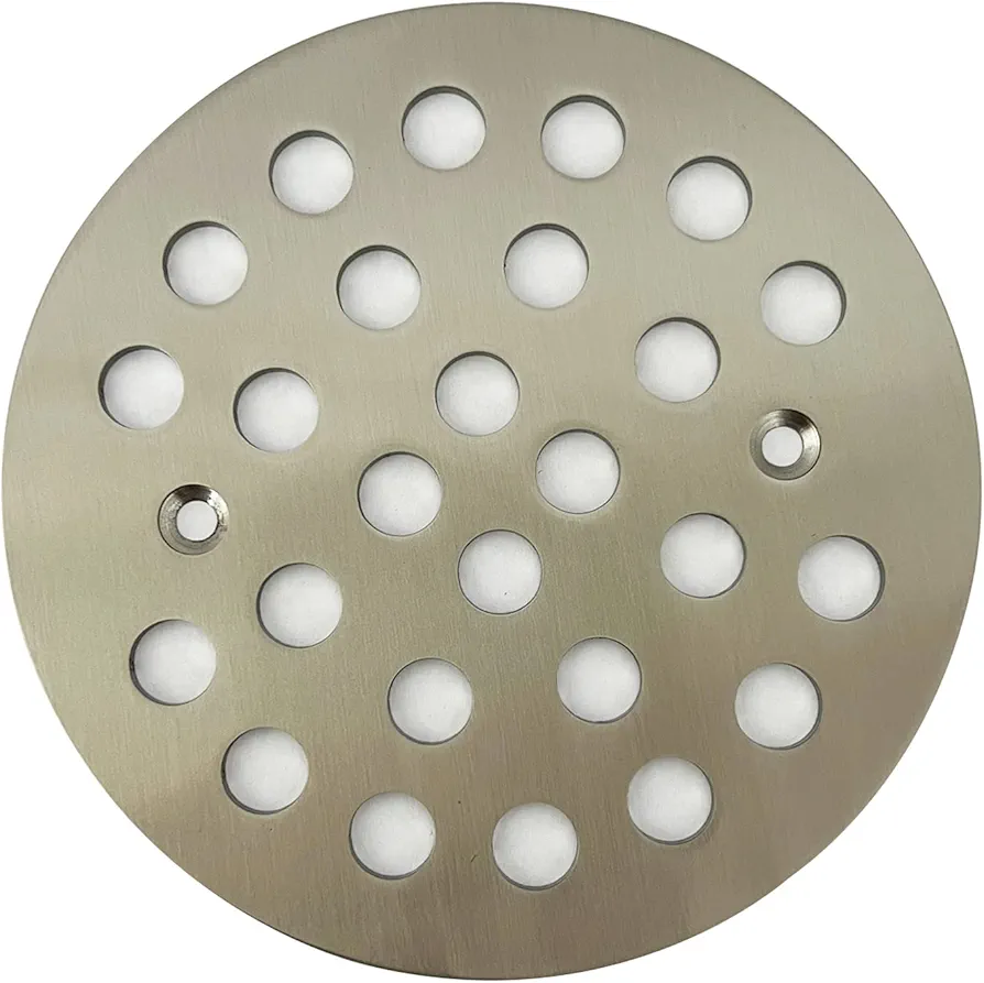 4-1/4 Inch Screw-in Round Shower Drain Cover Replacement Floor Filter, with Screws (Brushed Nickel)