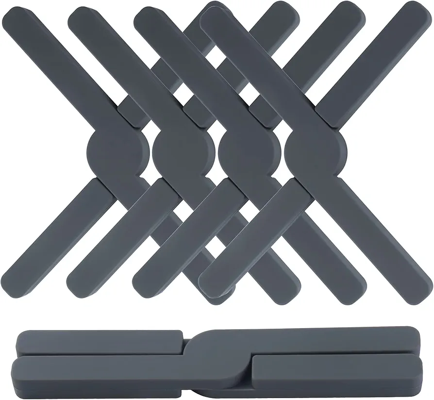 4 Pack Foldable Silicone Trivet Mats, Hot Pot Holder Hot Pads Drying Mat Heat Resistant for Table Kitchen (4 Pack Foldable X-Shaped)