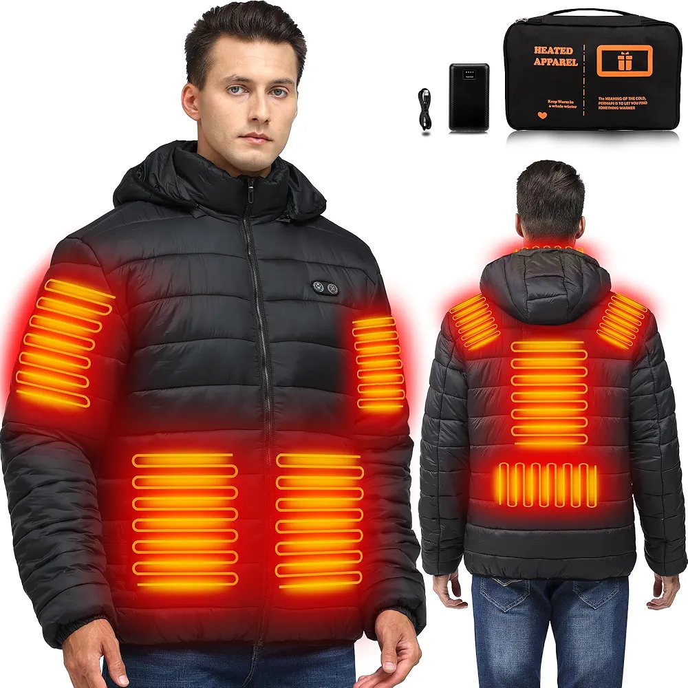 Heated Jackets for Men with 16000mAh Battery Pack Included, Mens Lightweight Down Heated Jacket for Sports