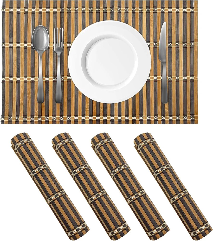Eco-Friendly Bamboo Placemats – Eco Friendly, Durable Heat-Resistant, Non-Slip Easy to Clean Lightweight & Portable Perfect for Dining/Picnics (Cocoa)