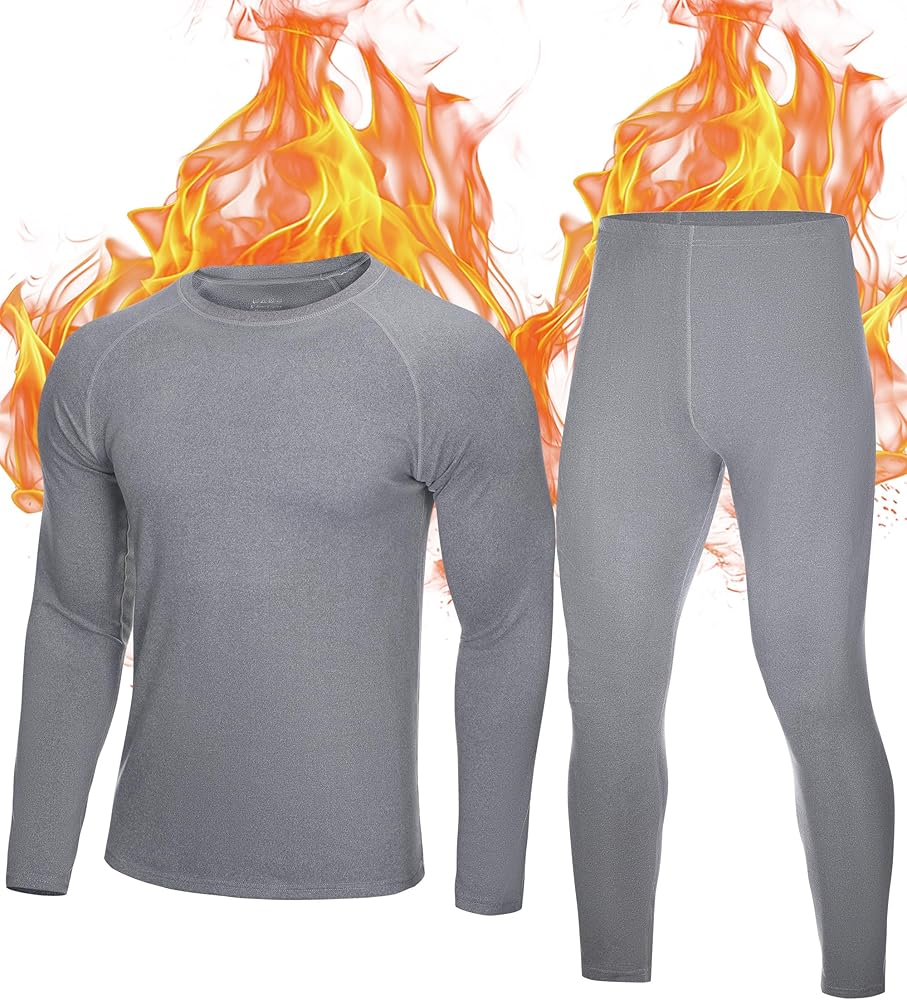 Roadbox Thermal Underwear for Men: Fleece Lined Long Johns Base Layer Cold Weather Winter Ski Thermals Top and Bottom Set