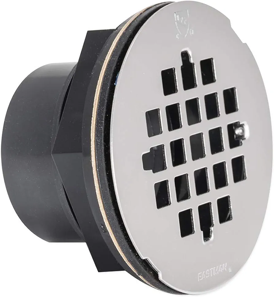 EZ-FLO 2 Inch ABS Drop-In Round Shower Drain with Stainless Steel Snap-in Grid, Black, 15316